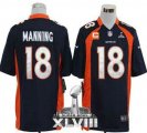 Nike Denver Broncos #18 Peyton Manning Navy Blue Alternate With C Patch Super Bowl XLVIII NFL Game Jersey
