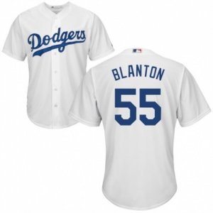 Mens Majestic Los Angeles Dodgers #55 Joe Blanton Replica White Home Cool Base MLB Jersey