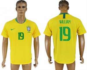 Brazil 19 WILLAN Home 2018 FIFA World Cup Thailand Soccer Jersey