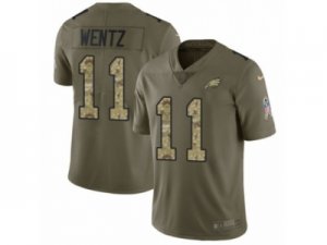 Men Nike Philadelphia Eagles #11 Carson Wentz Limited Olive Camo 2017 Salute to Service NFL Jersey