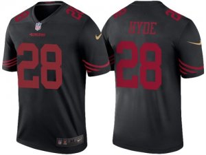 Mens San Francisco 49ers #28 Carlos Hyde Black Color Rush Legend Jersey