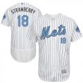 New York Mets #18 Darryl Strawberry White(Blue Strip) Flexbase Authentic Collection 2016 Fathers Day Stitched Baseball Jersey