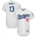 Dodgers #13 Max Muncy White 150th Patch Flexbase Jersey