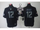 2015 Super Bowl XLIX Nike NFL New England Patriots #12 Tom Brady Black Jerseys(Impact Limited)