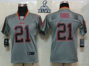 2013 Super Bowl XLVII Youth NEW NFL San Francisco 49ers 21 Frank Gore Lights Out Grey Elite Jerseys