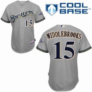 Men\'s Majestic Milwaukee Brewers #15 Will Middlebrooks Authentic Grey Road Cool Base MLB Jersey