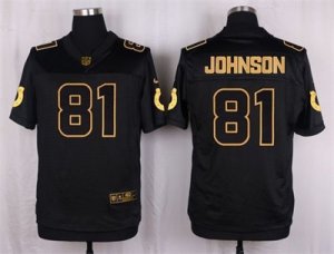 Nike Indianapolis Colts #81 Andre Johnson Black Pro Line Gold Collection Jersey(Elite)