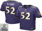 2013 Super Bowl XLVII NEW Baltimore #52 Ravens Ray Lewis Purple Jerseys (Elite)