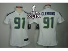 2015 Super Bowl XLIX Nike Women Seattle Seahawks #91 Chris Clemons white
