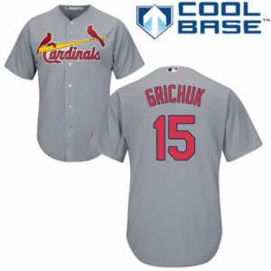 Mens Majestic St. Louis Cardinals #15 Randal Grichuk Authentic Grey Road Cool Base MLB Jersey