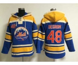 mlb jerseys new york mets #48 degrom blue[pullover hooded sweatshirt]