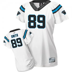 women nfl carolina panthers #89 smith field flirt fashion white