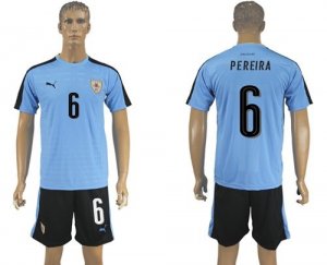 Uruguay #6 Pereira Home Soccer Country Jersey