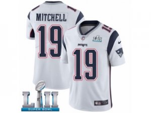 Men Nike New England Patriots #19 Malcolm Mitchell White Vapor Untouchable Limited Player Super Bowl LII NFL Jersey