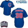 Youth Majestic Chicago Cubs #38 Carlos Zambrano Authentic Royal Blue Alternate 2016 World Series Bound Cool Base MLB Jersey