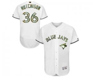 Mens Majestic Toronto Blue Jays #36 Drew Hutchison Authentic White 2016 Memorial Day Fashion Flex Base MLB Jersey