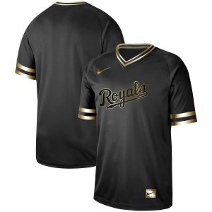 Royals Blank Black Gold Nike Cooperstown Collection Legend V Neck Jersey