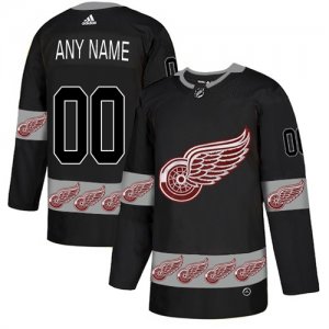 Detroit Red Wings Black Men\'s Customized Team Logos Fashion Adidas Jersey