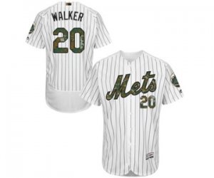 Men\'s Majestic New York Mets #20 Neil Walker Authentic White 2016 Memorial Day Fashion Flex Base MLB Jersey