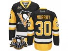 Men's Reebok Pittsburgh Penguins #30 Matt Murray Authentic Black Gold Third 50th Anniversary Patch NHL Jersey