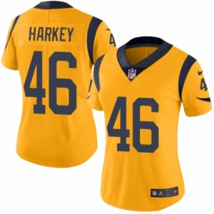 Women\'s Nike Los Angeles Rams #46 Cory Harkey Limited Gold Rush NFL Jersey