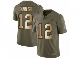 Men Nike Atlanta Falcons #12 Mohamed Sanu Limited Olive Gold 2017 Salute to Service NFL Jersey