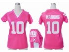 Nike Women New York Giants #10 Eli Manning pink jerseys[draft him ii top]