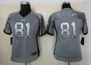 Women 2013 New Nike Oakland Raiders 81 T.Brown Drift Fashion Grey Elite Jerseys