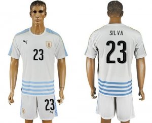 Uruguay #23 Silva Away Soccer Country Jersey