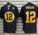 Nike Packers #12 Aaron Rodgers Navy Blue With Hall of Fame 50th Patch NFL Elite Jersey