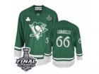 Mens Reebok Pittsburgh Penguins #66 Mario Lemieux Authentic Green St Pattys Day 2017 Stanley Cup Final NHL Jersey