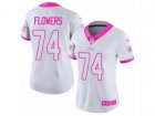 Women Nike New York Giants #74 Ereck Flowers Limited White-Pink Rush Fashion NFL Jersey