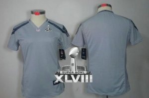 Nike Seattle Seahawks Blank Grey Alternate Super Bowl XLVIII Women NFL Jersey
