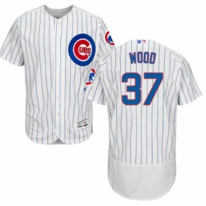 Men\'s Majestic Chicago Cubs #37 Travis Wood White Flexbase Authentic Collection MLB Jersey