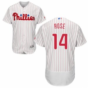 Men\'s Majestic Philadelphia Phillies #14 Pete Rose White Red Strip Flexbase Authentic Collection MLB Jersey