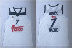 Real Madrid #7 Luka Doncic White Black Basketball Home Jersey 2017-18