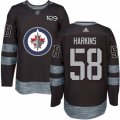 Mens Adidas Winnipeg Jets #58 Jansen Harkins Authentic Black 1917-2017 100th Anniversary NHL Jersey