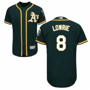 Men\'s Majestic Oakland Athletics #8 Jed Lowrie Green Flexbase Authentic Collection MLB Jersey