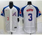 Men's Atlanta Braves #3 Dale Murphy Number White 2023 City Connect Flex Base Stitched Jersey1