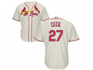 Youth Majestic St. Louis Cardinals #27 Brett Cecil Replica Cream Alternate Cool Base MLB Jersey