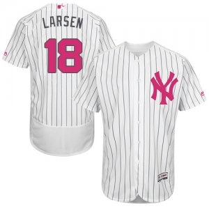 Men\'s Majestic New York Yankees #18 Don Larsen Authentic White 2016 Mother\'s Day Fashion Flex Base MLB Jersey