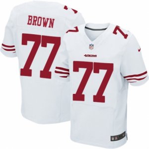 Mens Nike San Francisco 49ers #77 Trent Brown Elite White NFL Jersey