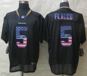 Nike Baltimore Ravens #5 Flacco Black Jerseys(Elite USA Flag Fashion)