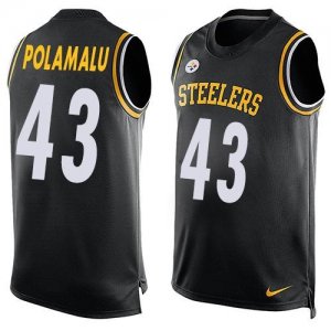 Nike Pittsburgh Steelers #43 Troy Polamalu Black Team Color Men Stitched NFL Limited Tank Top Jersey