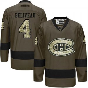 Montreal Canadiens #4 Jean Beliveau Green Salute to Service Stitched NHL Jersey