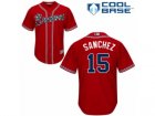 Youth Majestic Atlanta Braves #15 Tony Sanchez Replica Red Alternate Cool Base MLB Jersey