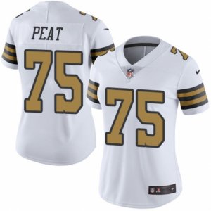 Women\'s Nike New Orleans Saints #75 Andrus Peat Limited White Rush NFL Jersey