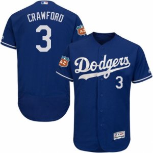 Men\'s Majestic Los Angeles Dodgers #3 Carl Crawford Royal Blue Flexbase Authentic Collection MLB Jersey