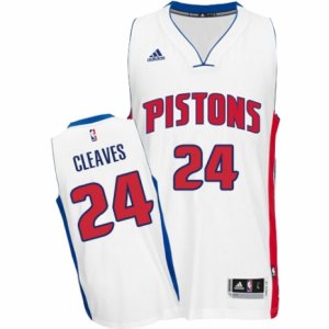 Mens Adidas Detroit Pistons #24 Mateen Cleaves Swingman White Home NBA Jersey