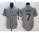 Men's Los Angeles Dodgers #7 Julio Urias Grey Cool Base Stitched Baseball Jersey1